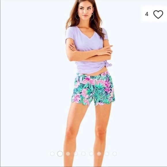 Lilly Pulitzer Magnolia Slathorse Soirée scalloped shorts 00 NEW - Picture 2 of 9